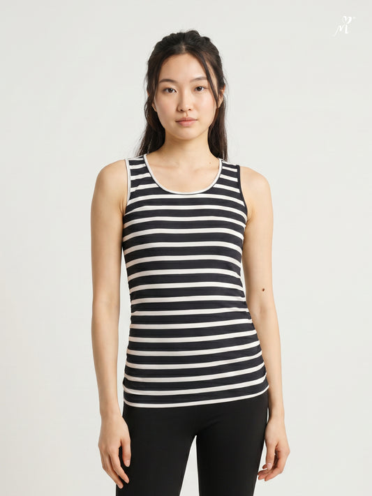 Side-Ruched Tank Top - Black