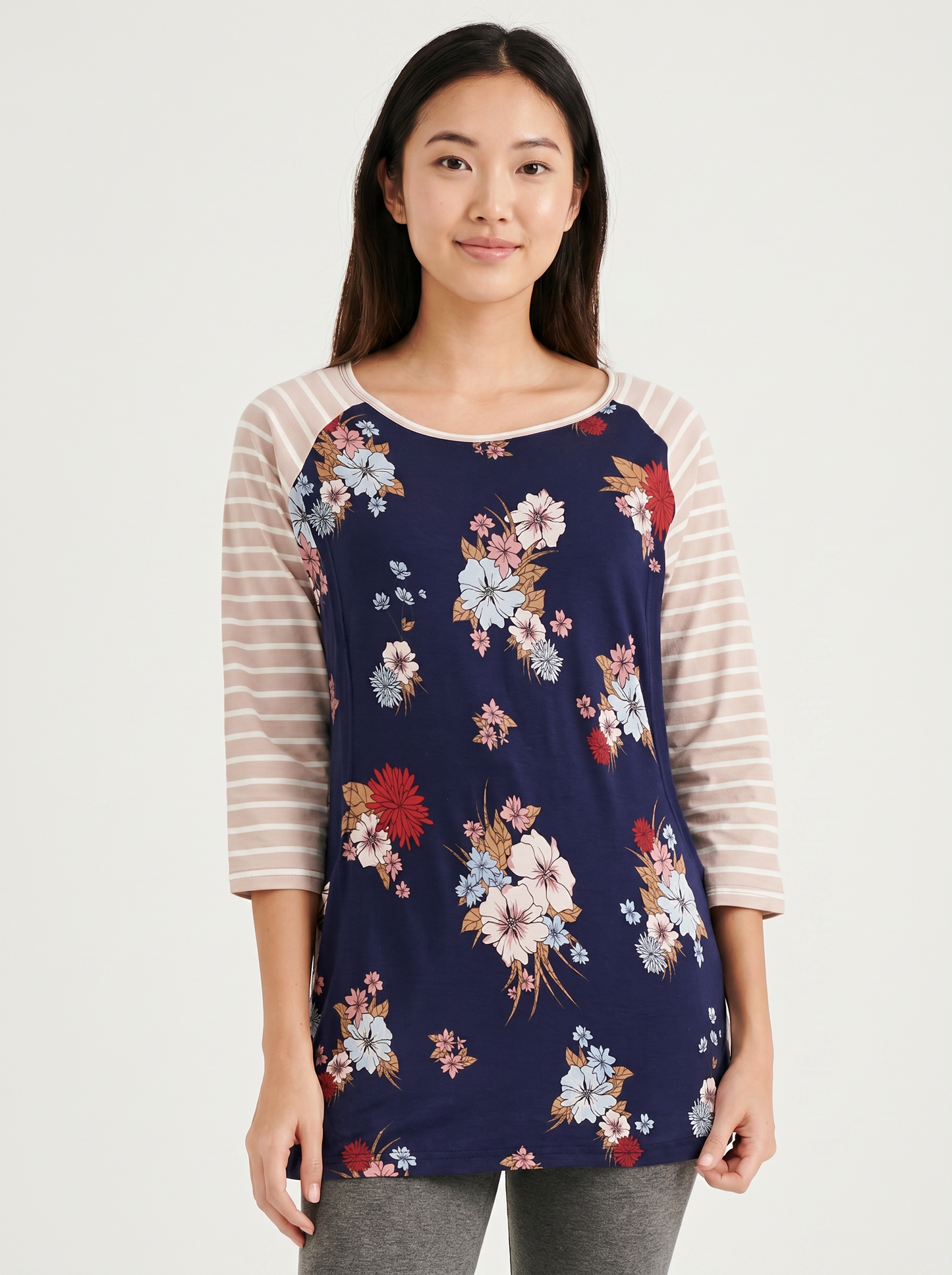 3/4 Sleeves Floral Nursing Top