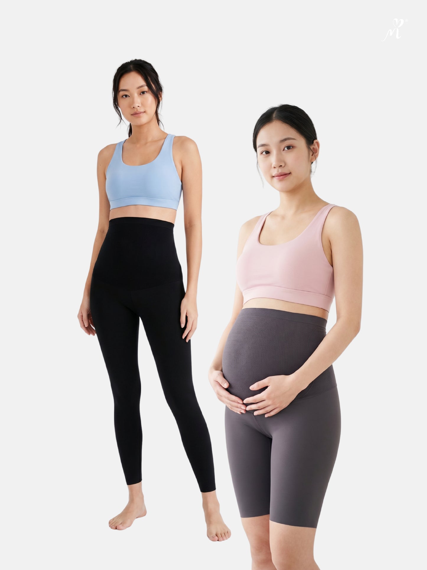 [Bundle of 2] Stretchable Maternity Legging + Seamless Maternity Shorts