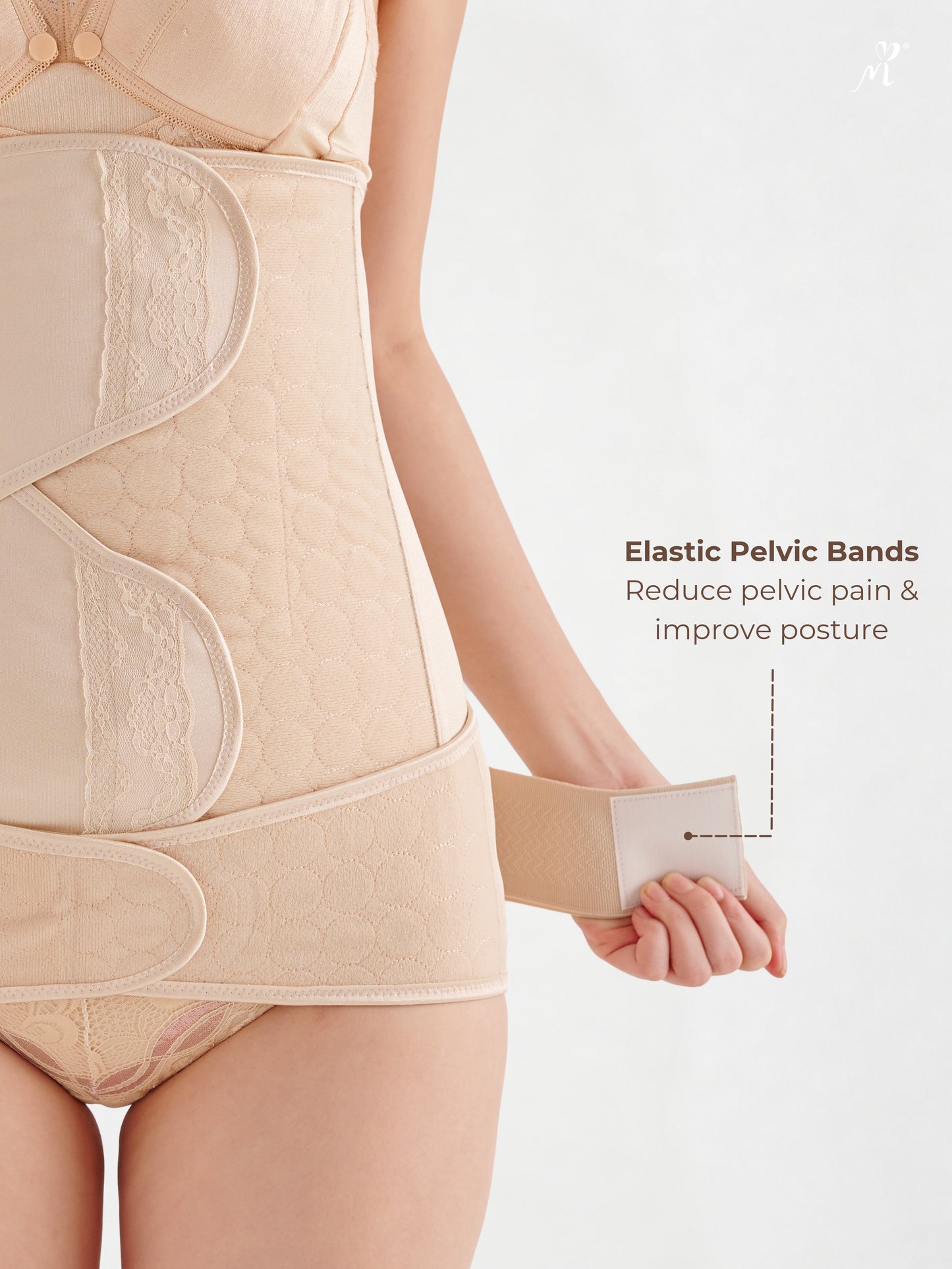 Bmama 2in1 Postpartum Belly & Pelvic Binder Satin Set (2pcs) – Beige