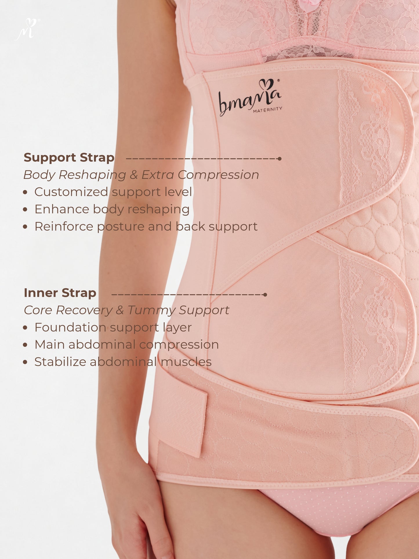 [LIMITED EDITION] Bmama 2in1 Postpartum Belly & Pelvic Binder Satin Set (2pcs) – Pink