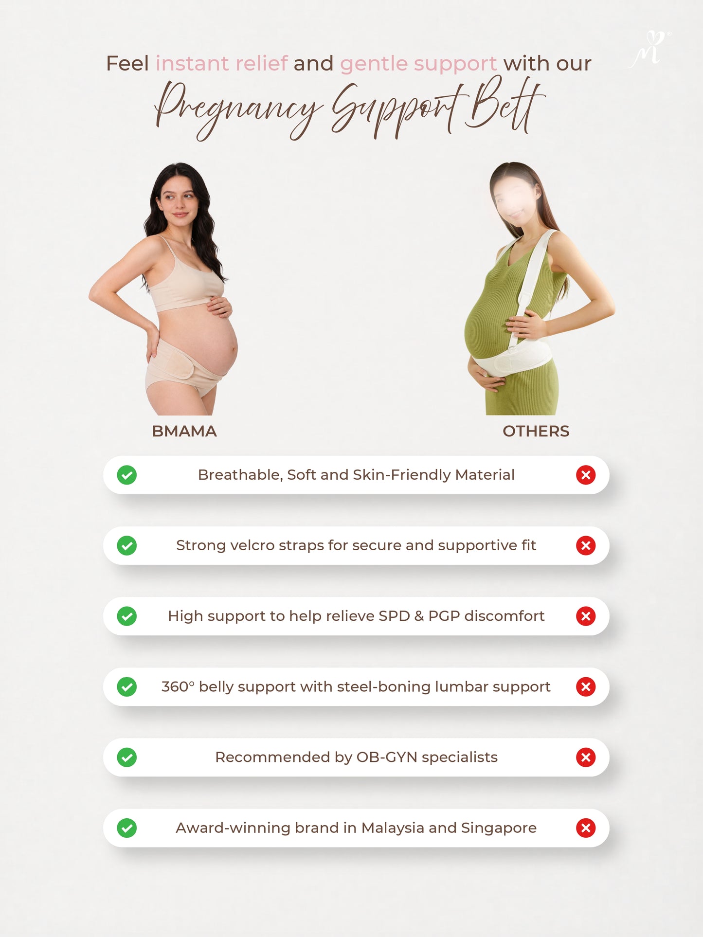 Bmama Pregnancy & Maternity Support Belt – Beige