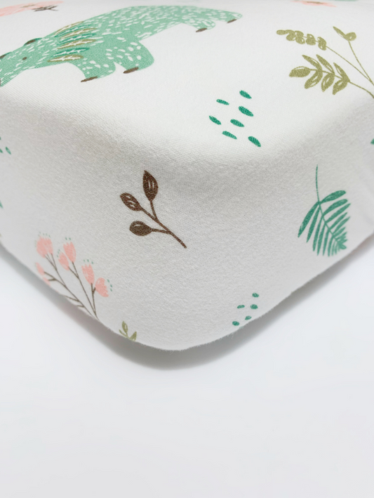 Cotton Jersey Crib Sheet - Garden Bear