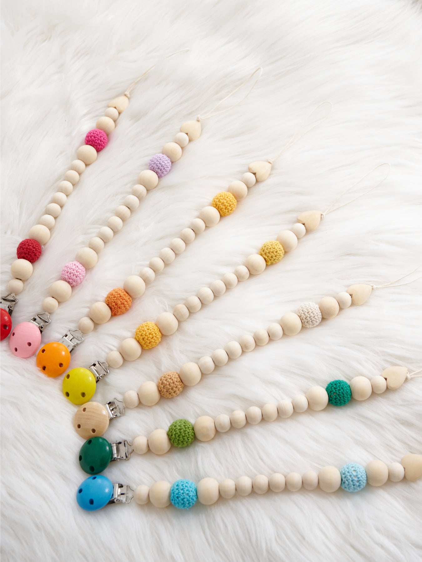 Wooden pacifier clips
