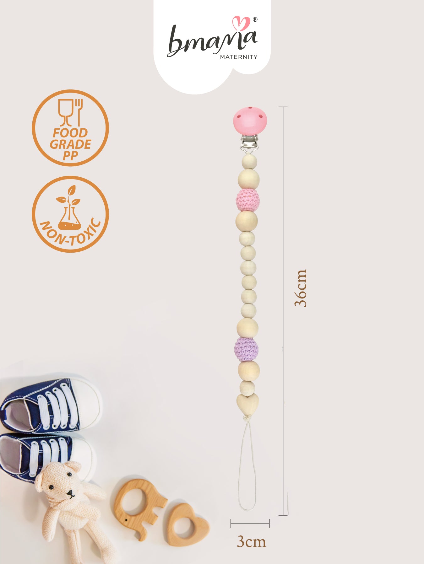 Pacifier clips with metal clasp