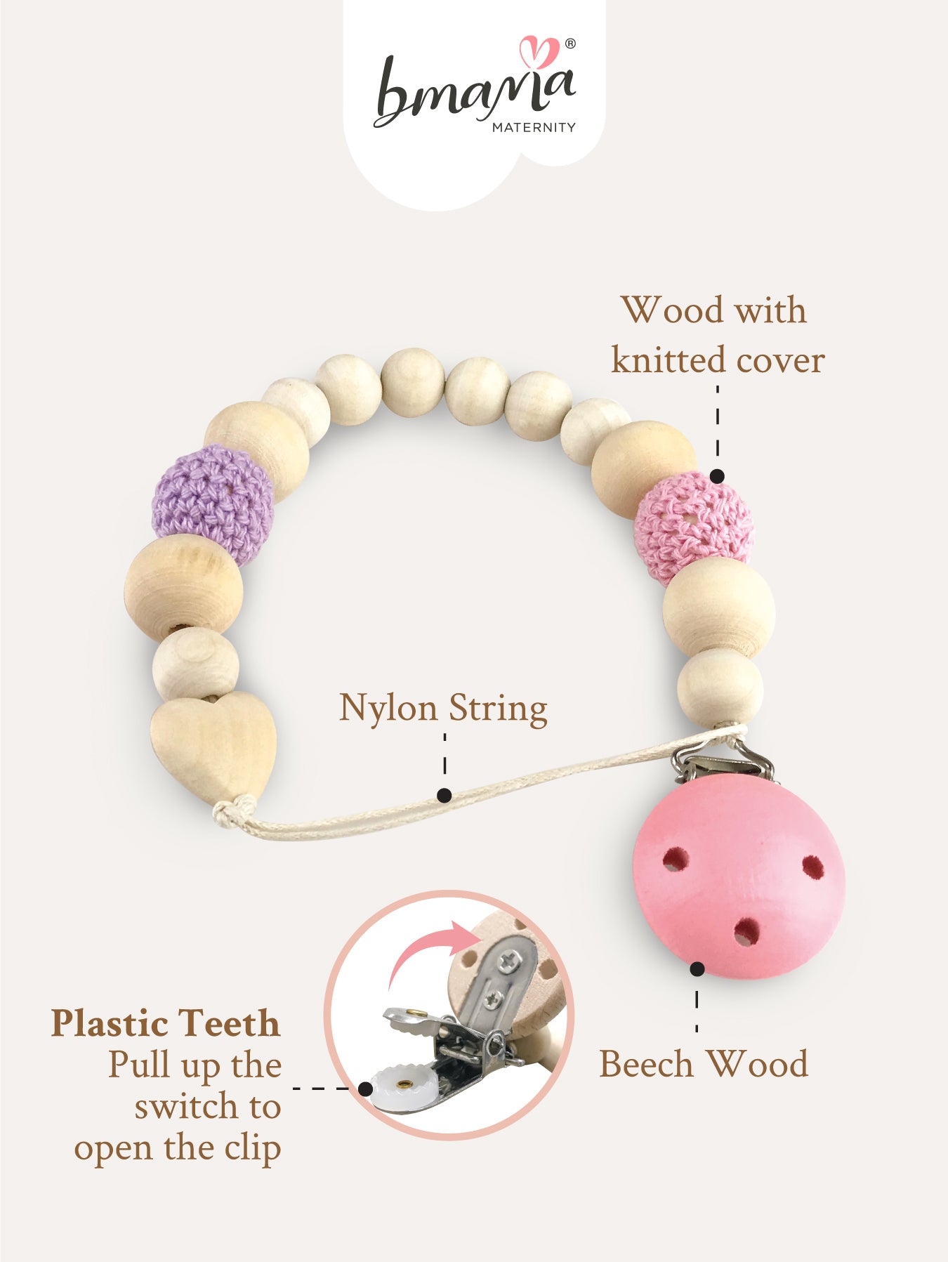 Easy-to-use pacifier clips