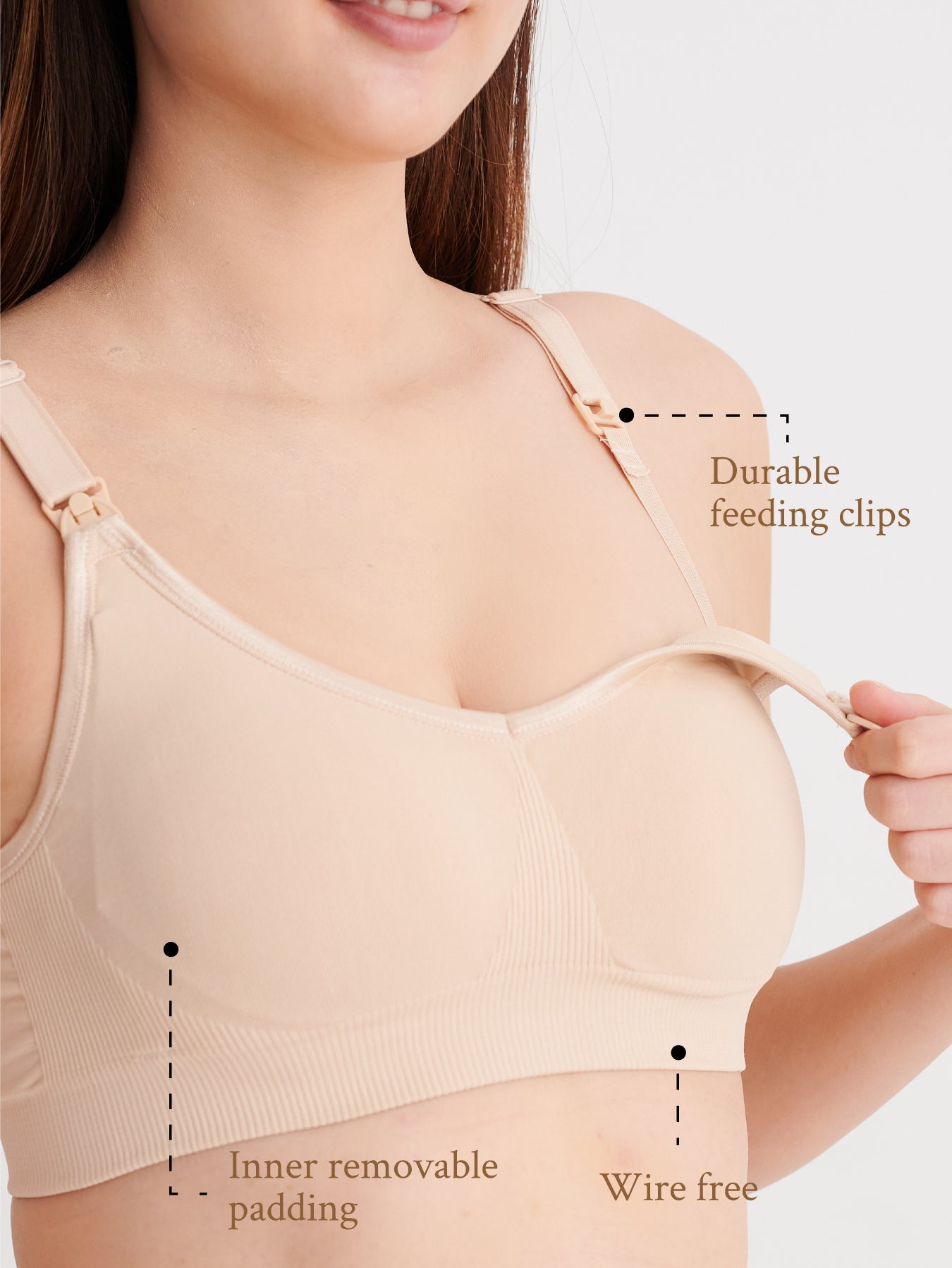 Soft and supportive nursing bra for active moms