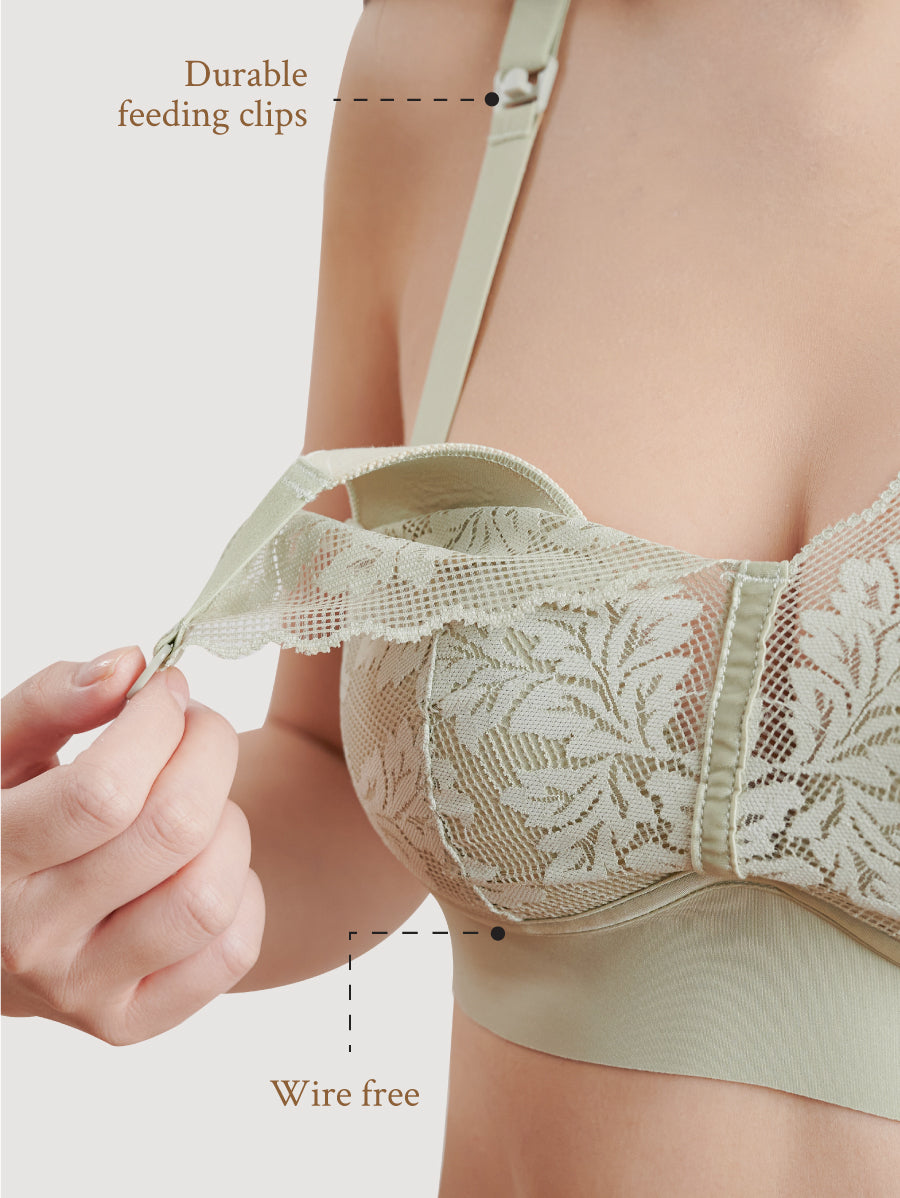 Comfortable silk nursing bra with lace