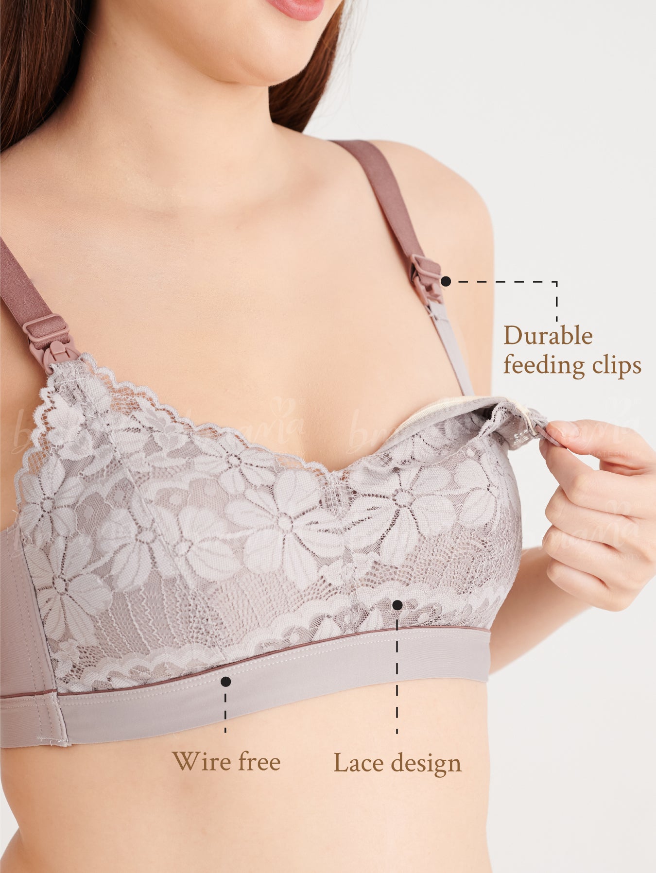 Nursing bra with easy access clips