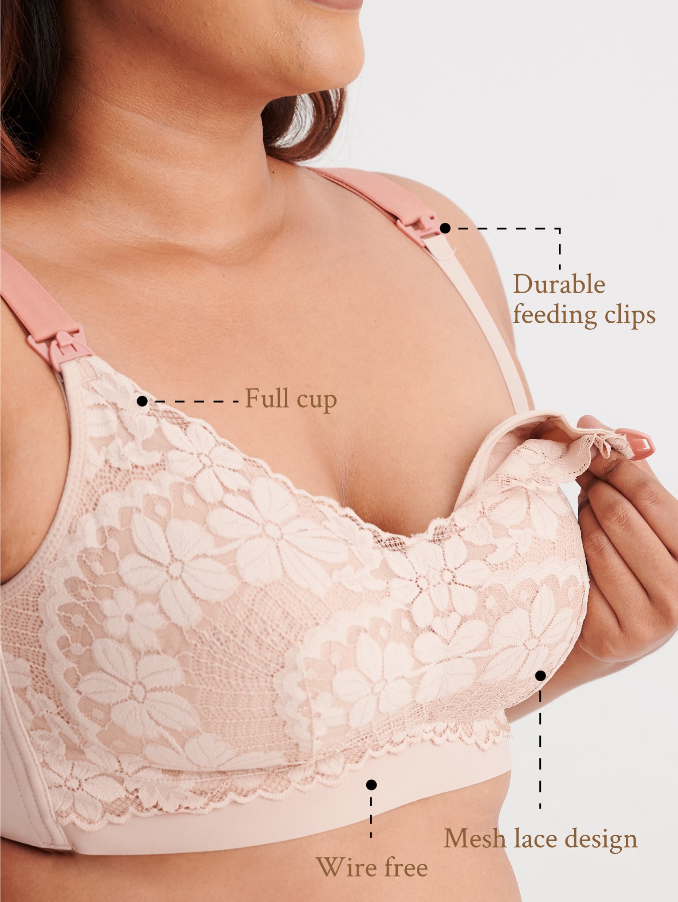 Nursing bra with comfortable fit