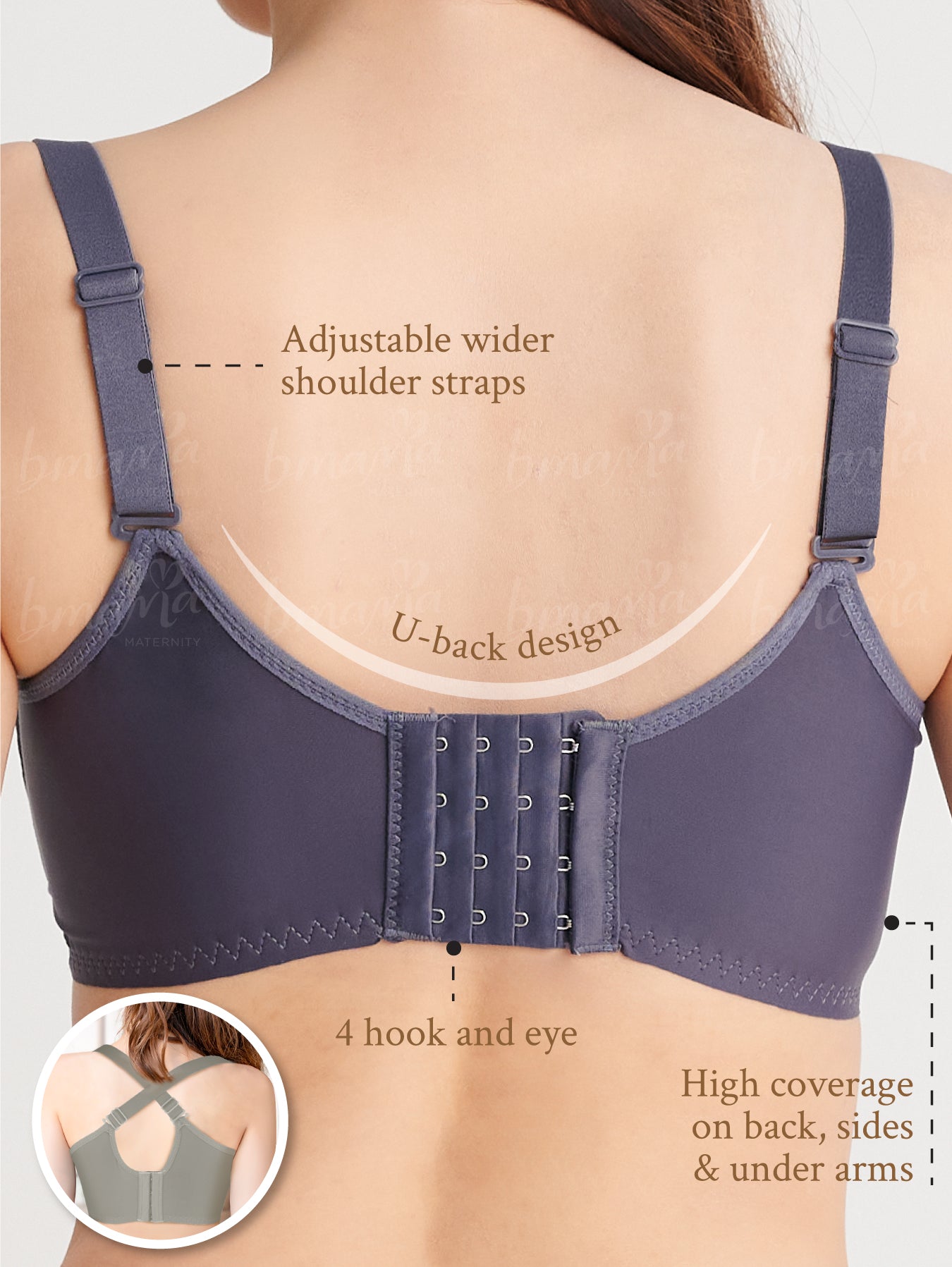 Nursing bra with soft cups for comfort