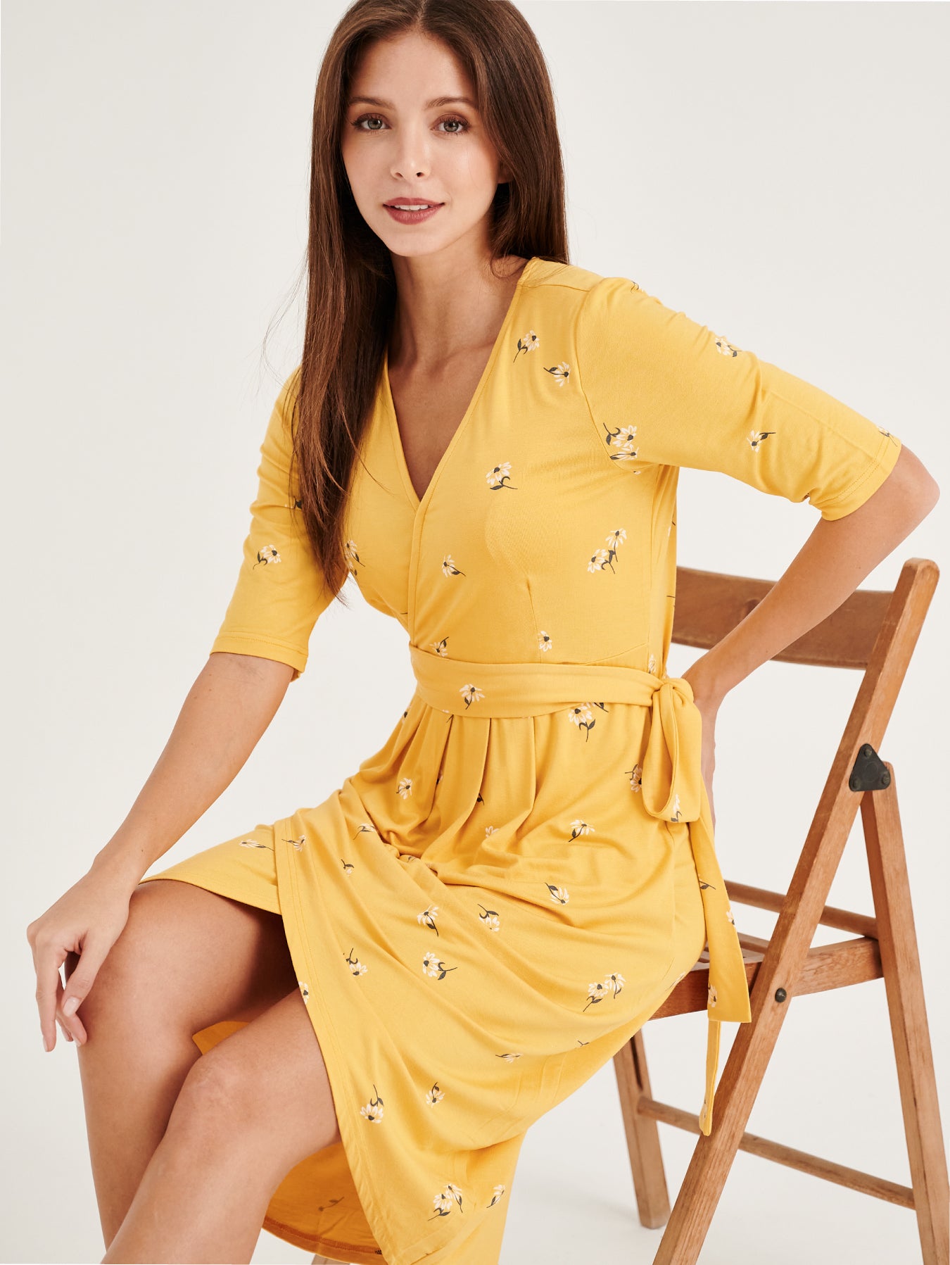 Buy Leilani V-Neck Yellow Flora Nursing Dress