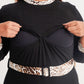 Comfortable black long-sleeved bodycon maxi dress