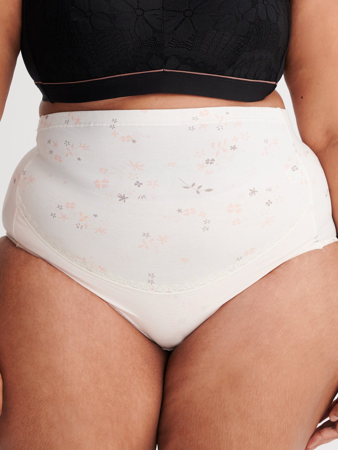 Floral Print High Waist Over the Bump Brief