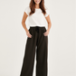 Charcoal black cotton linen pants for women