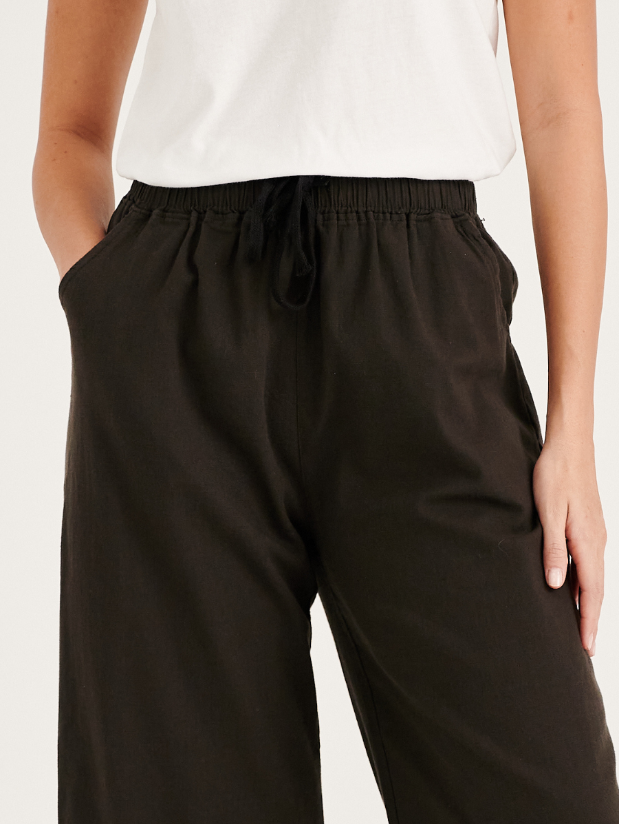 Charcoal Black Cotton Linen Pants