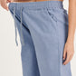 Light blue cotton linen pants for women