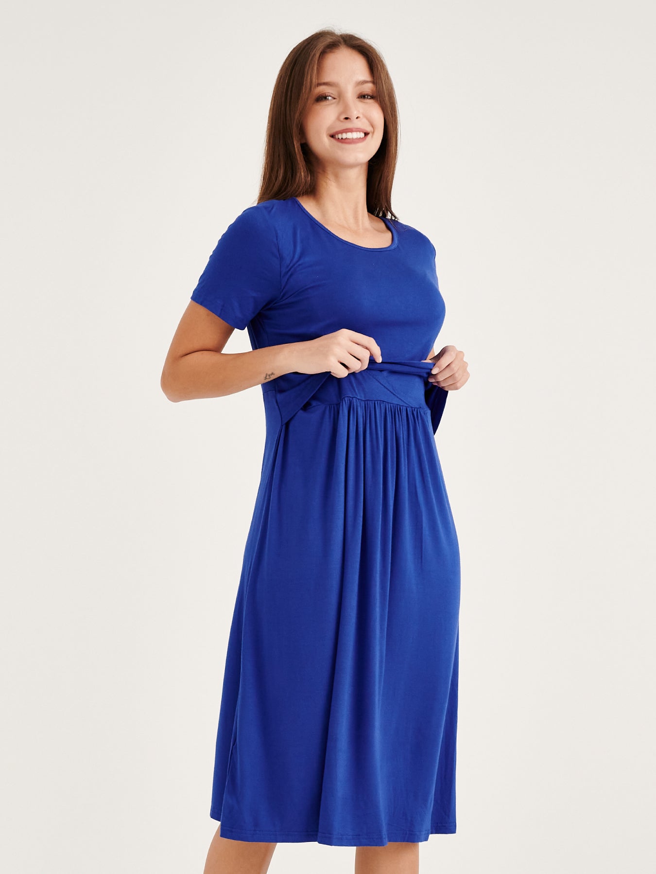 Stylish and comfortable Azure Classic Lift-Up Maternity Nursing Dress