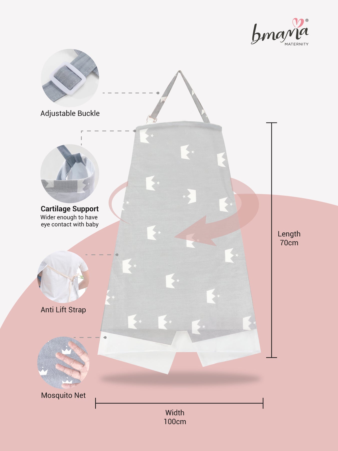 Practical and stylish cover for discreet breastfeeding