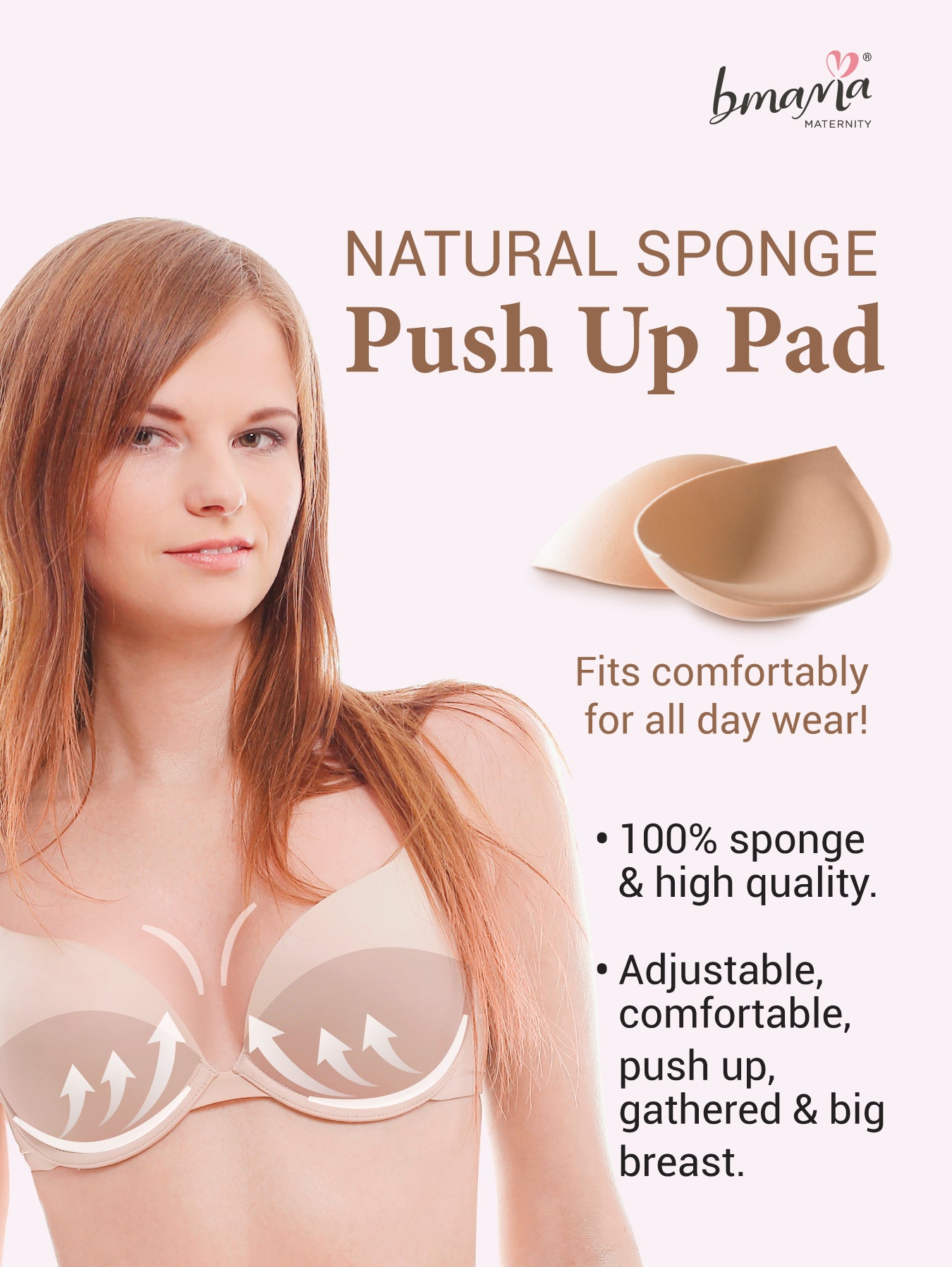 Cup Push-up breast pads for bras, dresses, tops and swimwear - Pair